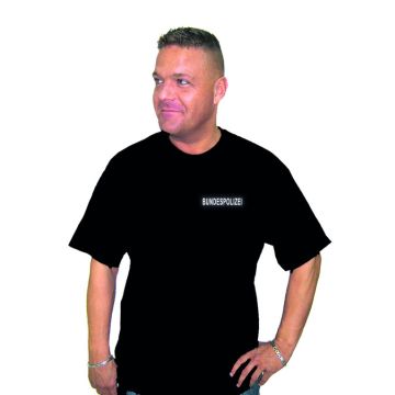 T-Shirt für Behörden in Top-Qualität mit reflektierendem Aufdruck BUNDESPOLIZEI - Schwarz