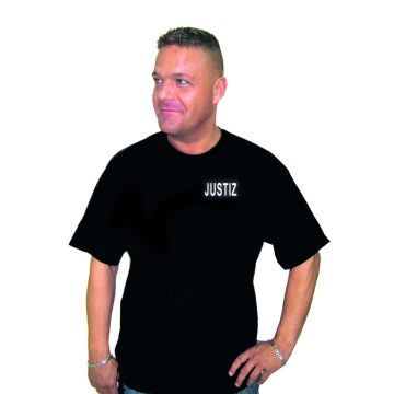 T-Shirt für Behörden in Top-Qualität mit reflektierendem Aufdruck JUSTIZ - Schwarz