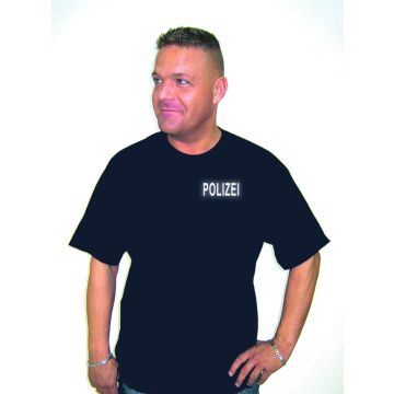 T-Shirt für Behörden in Top-Qualität mit reflektierendem Aufdruck POLIZEI - Dunkelblau