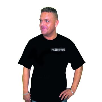 T-Shirt für Behörden in Top-Qualität mit reflektierendem Aufdruck "POLIZEIBEHÖRDE" Schwarz