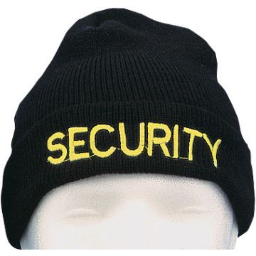 Wollmütze "SECURITY" - Dunkelblau - mit Bestickung - 100% Wolle - Nr. 7588