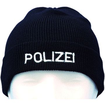 Wollmütze mit Bestickung BUNDESPOLIZEI - schwarz - 100% Wolle - Nr. 6587