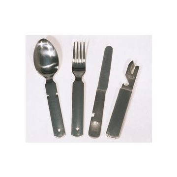 Original Bundeswehr Essbesteck - 4-teilig, zusammenlegbar - rostfreier Edelstahl, stabil - Nr. 5792