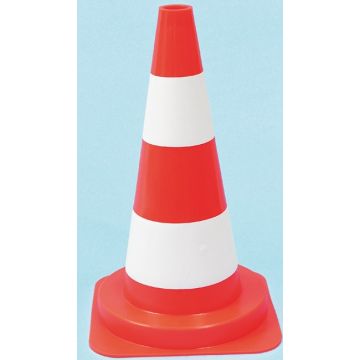 Verkehrs-Leitkegel - 50 cm hoch - tagesleuchtend mit weißen Streifen - Nr. 5929