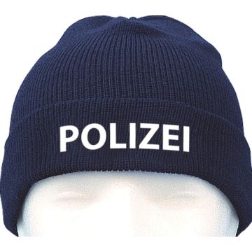 Wollmütze mit Bestickung POLIZEI