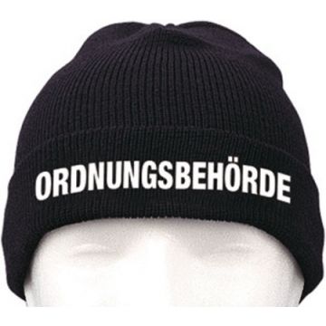 Strickmütze Schwarz mit Bestickung ORDNUNGSBEHÖRDE 