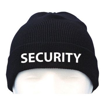 Wollmütze "SECURITY" - Dunkelblau - mit Bestickung - 100% Wolle - Nr. 7588