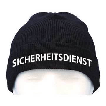 Wollmütze "SICHERHEITSDIENST" - Dunkelblau - mit Bestickung - Nr. 7586