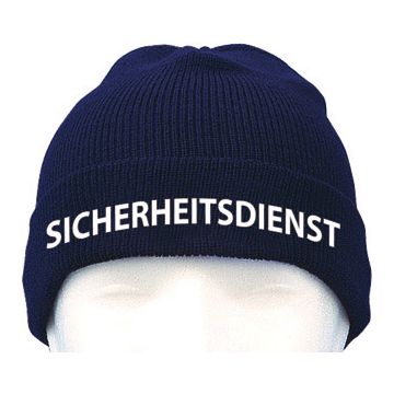 Wollmütze "SICHERHEITSDIENST" - Dunkelblau - mit Bestickung - Nr. 7586