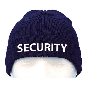 Wollmütze "SECURITY" - Dunkelblau - mit Bestickung - 100% Wolle - Nr. 7588