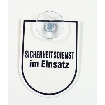 PVC-Schild mit Saugknopf "SICHERHEITSDIENST im Einsatz" - 10,5cm x 8,0 cm - Nr. 7832