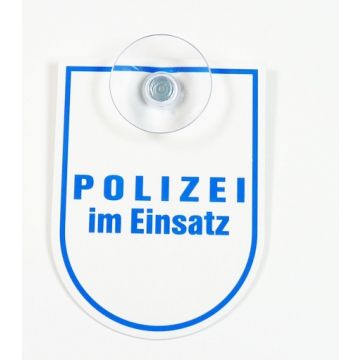 PVC-Schild mit Saugknopf "POLIZEI im Einsatz" - 10,5cm x 8,0 cm - Nr. 7833