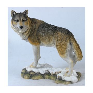 Figur "Wolf im Schnee" - handbemalt - 25 x 16 x 24cm. - Nr. 7891