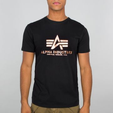 Alpha Basic T-Shirt Foil Print - Schwarz / Gold
