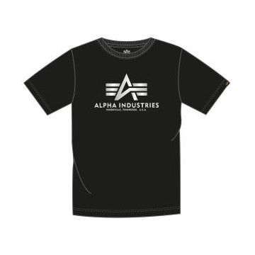 Alpha Basic T-Shirt Foil Print - Schwarz / Silber
