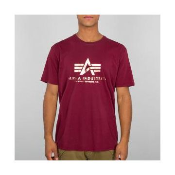 Alpha Basic T-Shirt Foil Print - Burgundy / Gold
