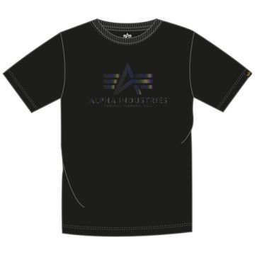 Alpha Basic T-Shirt Rainbow Reflective Print - Schwarz