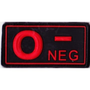 Rubber Patch Blutgruppenabzeichen, 0- NEG - schwarz-rot - 5,7 x 3 cm - Nr. BW5809