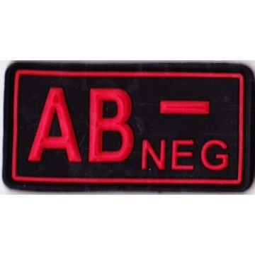 Rubber Patch Blutgruppenabzeichen, AB- NEG - schwarz-rot - 5,7 x 3 cm - Nr. BW5811