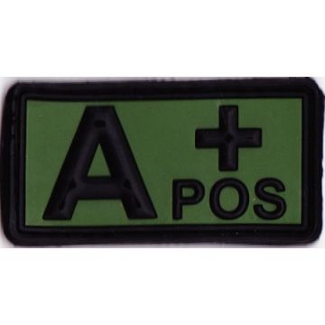 Rubber Patch Blutgruppenabzeichen, A+ POS - oliv-schwarz - 5,7 x 3 cm - Nr. BW5812
