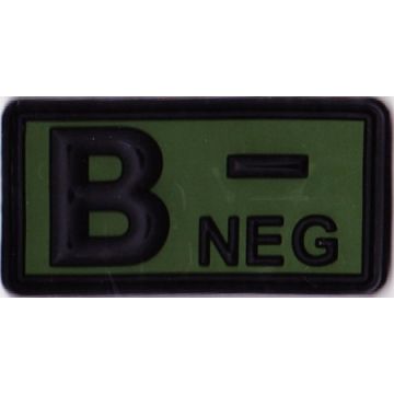 Rubber Patch Blutgruppenabzeichen, B- NEG - oliv-schwarz - 5,7 x 3 cm - Nr. BW5815