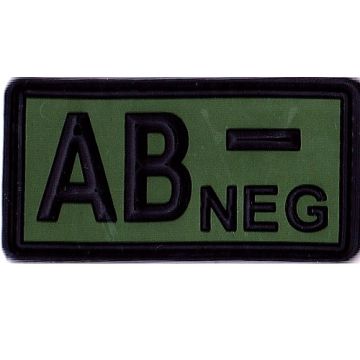 Rubber Patch Blutgruppenabzeichen, AB- NEG - oliv-schwarz