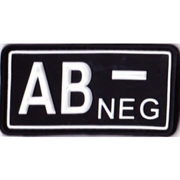 Rubber Patch Blutgruppenabzeichen, AB- NEG - schwarz-weiß - 5,7 x 3 cm - Nr. BW5826