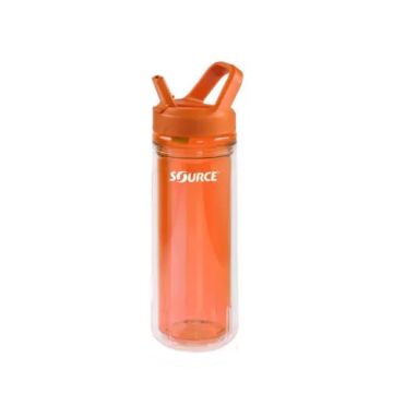SOURCE Eco Doppelwand-Flasche mit Trinkhalm - Amber Orange