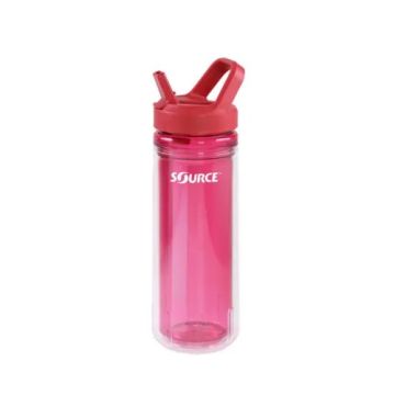 SOURCE Eco Doppelwand-Flasche mit Trinkhalm - Berry Rot