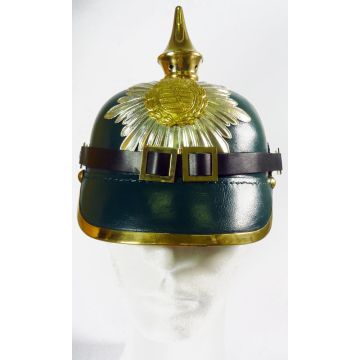 Pickelhaube Sachsen - Originalgetreue Nachbildung - Dunkles Minzgrün - Nr. HE4516