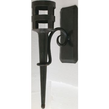 Mittelalter Wand-Fackelleuchte - aus Metall und Holz - 38 x 18 cm - Nr. MA4730