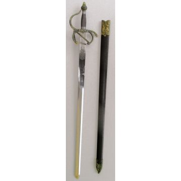Ritter Schwert - Gedrehter Griff, bronzefarben, mit schwarzer Scheide - Stahl - Nr. MA4748