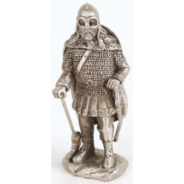 Zinn Wikinger 3 - mit Hornhelm und Schild -  9 cm - Nr. MA4820