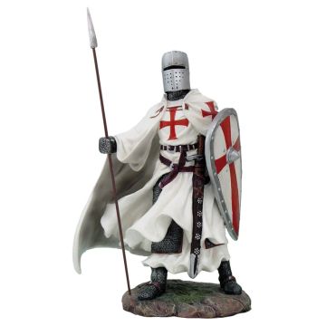 Templer Figur hebt Speer zum Himmel - Polyraisin - Höhe ca. 24 cm - Nr. MA4827