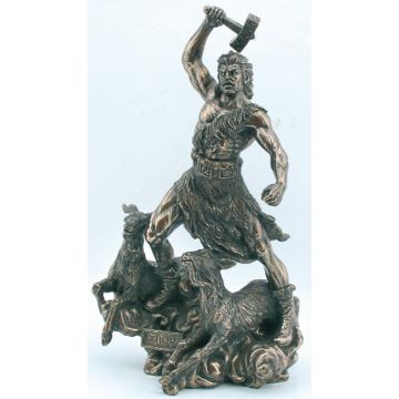 Thor Donnergott - Wikinger Figur - bronze-coloriert - 27 cm - Nr. MA4883