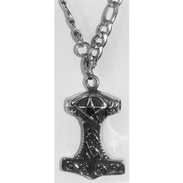 Stylischer Wikinger-Halskette: Thor-Hammer Kreuz  40mm x 30 x 15 mm