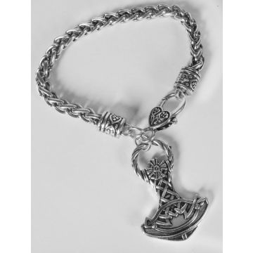 Wikinger-Armband Thors Hammer. 44mm x 30 x 6. Kettenlänge: 18 cm