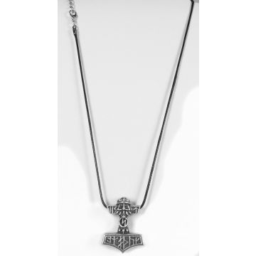 Thors Hammer als Halskette (Wikinger Schmuck). 40 mm x 30 x 15. Kettenlänge 48