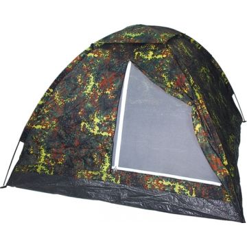 Bundeswehr 3-Personen CAMO ZELT - Flecktarn - mit Moskitonetzeingang und Tragetasche - Nr. OU4115