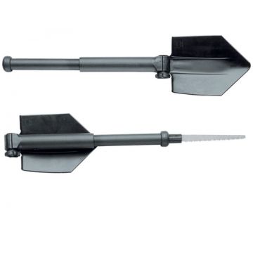 Glock Feldspaten - Made in Austria - glasfaserverstärktem Nylongriff, extrem leicht, nur 650g - Zusammengeklappt nur 26cm lang - Säge im Griff - Inklusive Tasche mit Klettverschluss und Gürtelschlaufe - Nr. OU4780