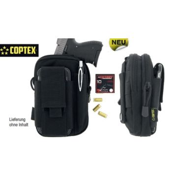 Universaltasche mit seitlicher Handytasche mit Klettsicherung