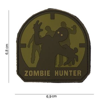 Rubber Patch " Zombie Hunter ",  oliv - Größe 69x 68 mm