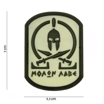 Rubber Patch " Molon Labe" weiß, Größe 53 x 70 mm