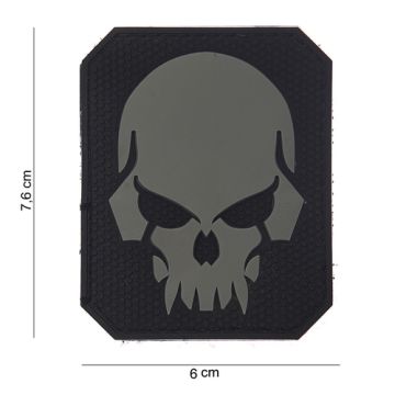 Rubber Patch "Piratenschädel", grau > 60 x 76 mm