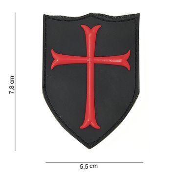 Rubber Patch " Kreuzritter ",  schwarz - Größe 63 x 90 mm