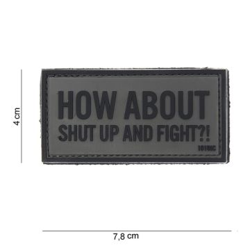 Rubber Patch  "HOW ABOUT"  | Größe 40 x 78 mm, grau
