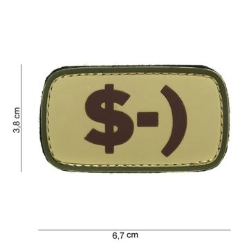 Rubber Patch " I love Dollars " , oliv | 67 x 38 mm