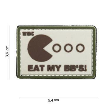 Rubber Patch " Eat my BB's " , weiß | 54 x 36 mm