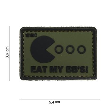 Rubber Patch " Eat my BB's " , oliv | 54 x 36 mm