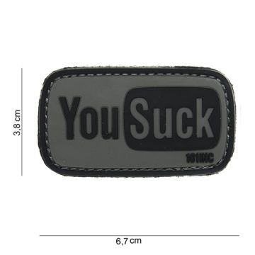 Rubber Patch " You Sack " , grau | 67 x 38 mm